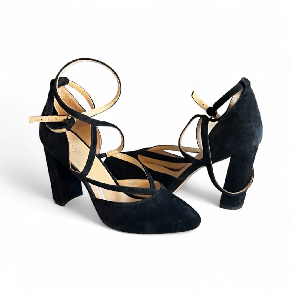 Raye Women’s Suede Strappy Block Heels Black Size 8.5